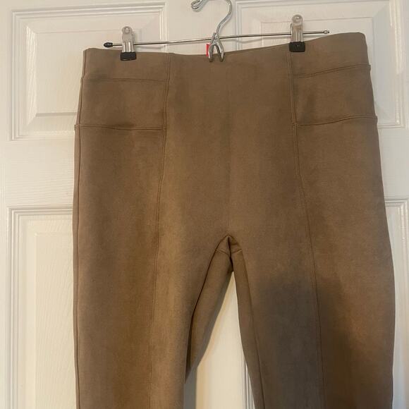 SPANX Faux Suede Rich Caramel High Waisted Leggings Size XL - Picture 2 of 13